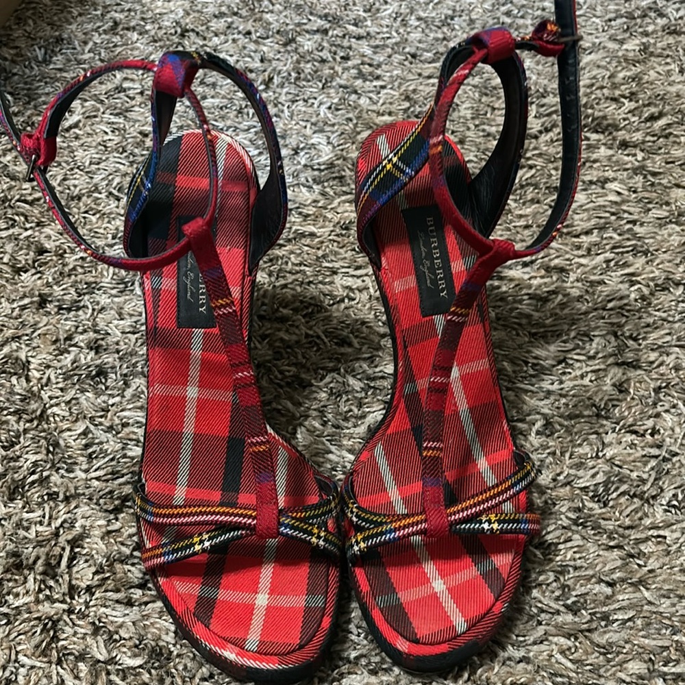 Burberry size heels 2018 Tartan T-Strap